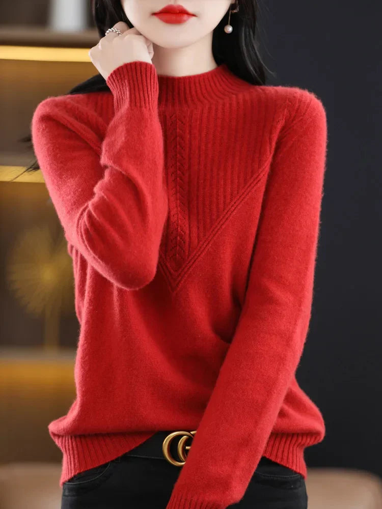 Pull en cachemire Liora de Danoir Paris, élégant, doux et chaud, avec un design moderne en couleur neutre.