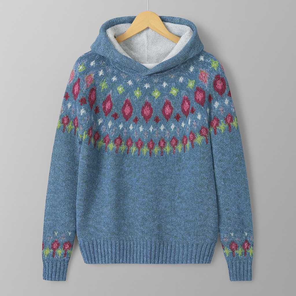 Sweat à capuche coloré Danoir Paris Rosy, style douillet, avec capuche et motif coloré visible sur l'image.