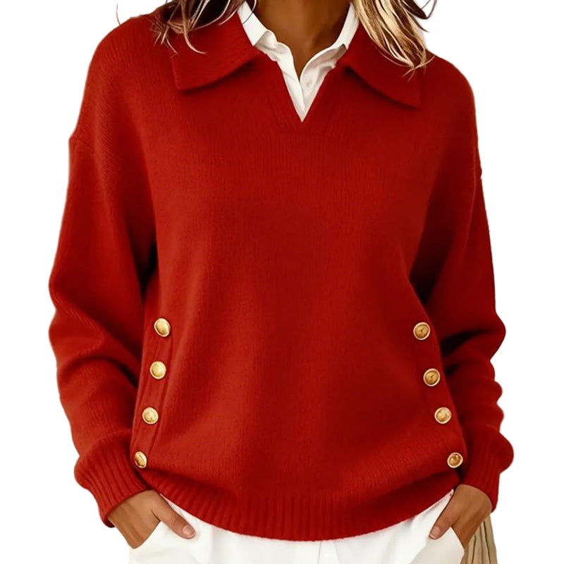 Pull en V chic Talbot de Danoir Paris, en tissu doux, couleur neutre, porté sur mannequin, style élégant et moderne.