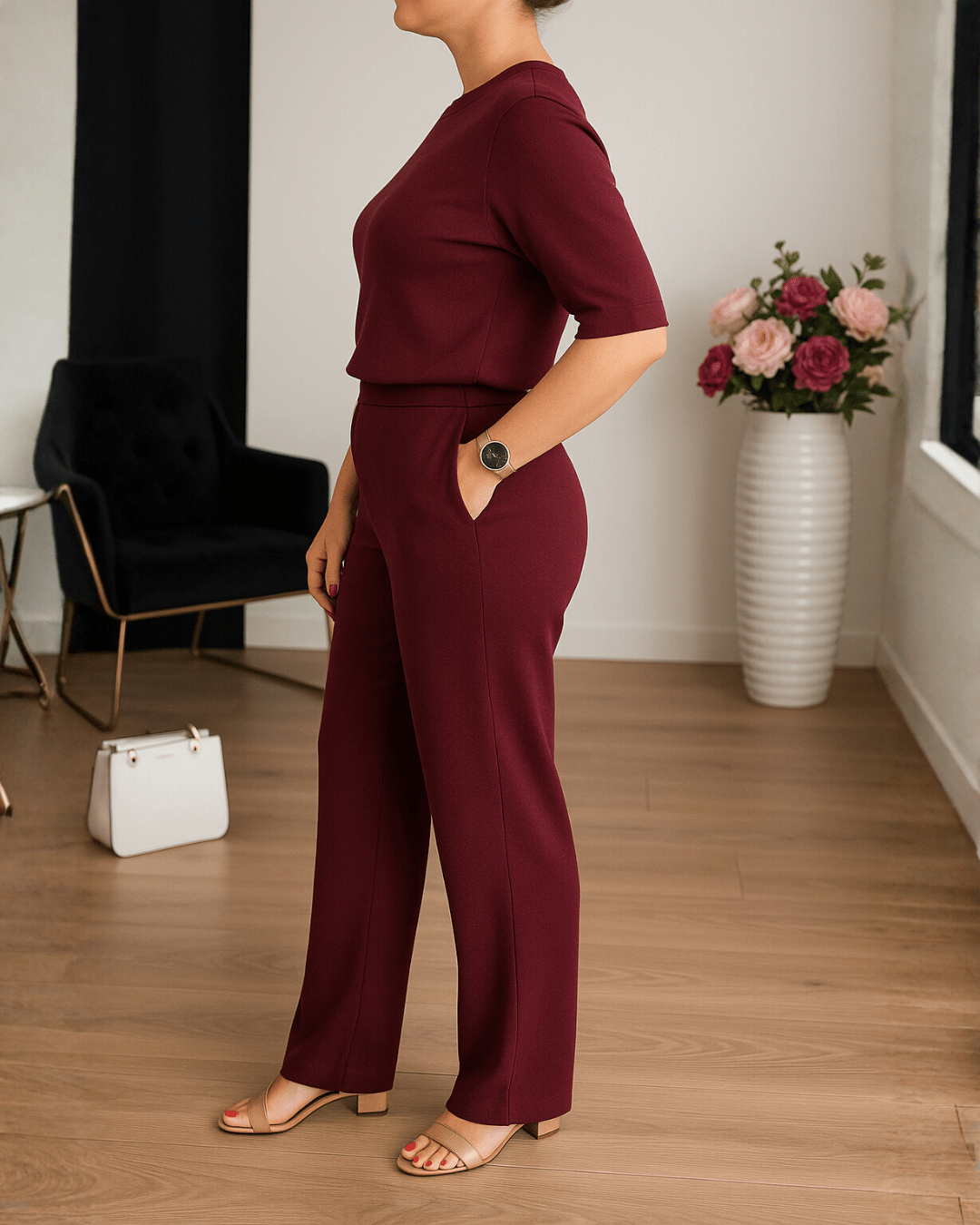 Ensemble élégant Sofía de Danoir Paris, vêtement polyvalent pour femmes, en tissu fluide et finition soignée.