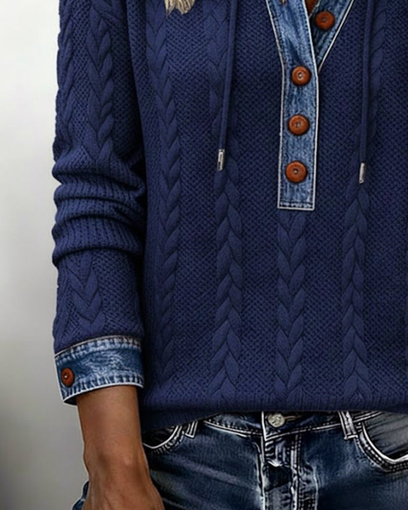 Sweat à capuche décontracté Jenny de Danoir Paris, tissu doux, couleur neutre, vue de face avec capuche et manches longues.