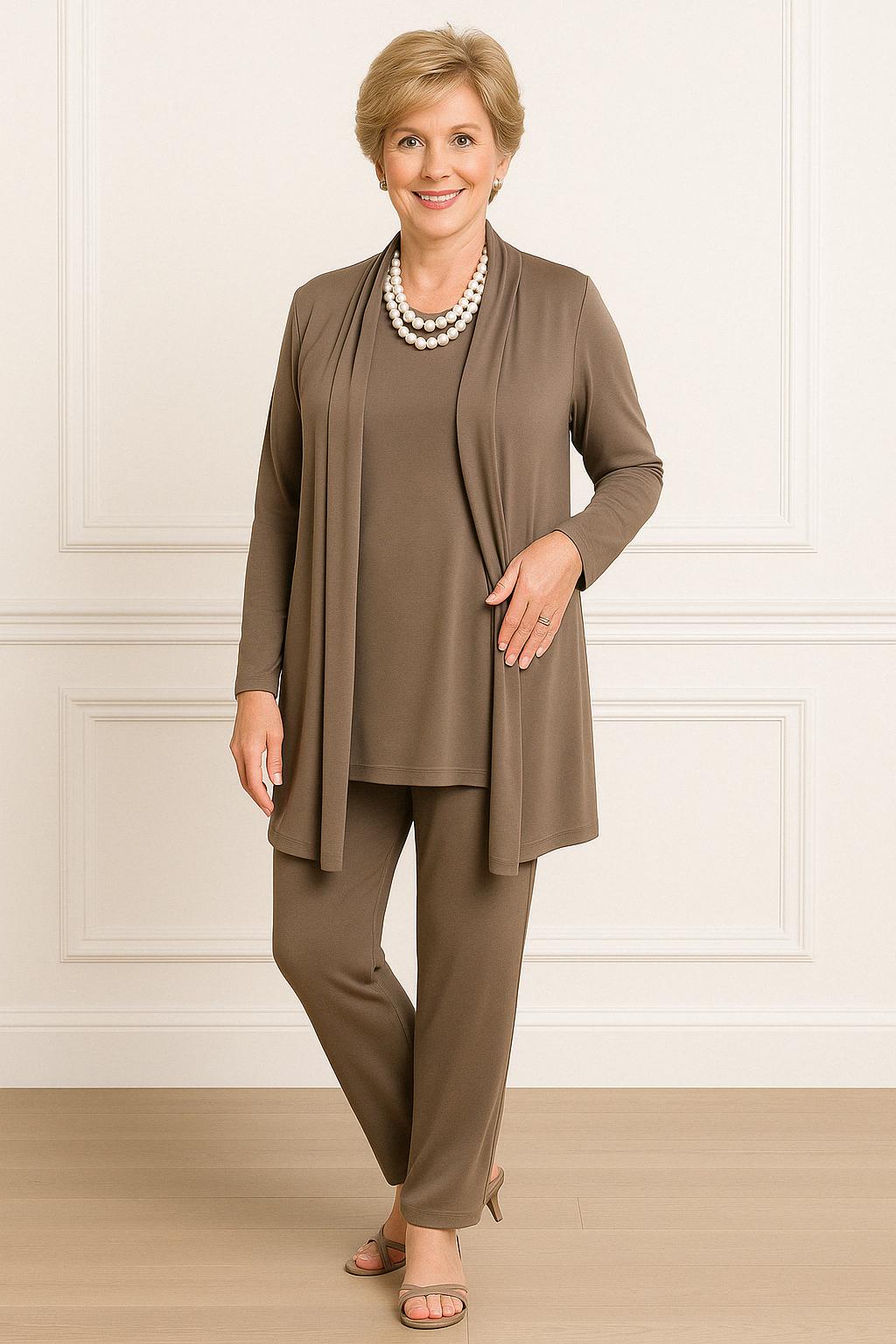 Ensemble rose Danoir Paris Rosy, pull fluffy, haut et pantalon confortables pour un style festif et doux.