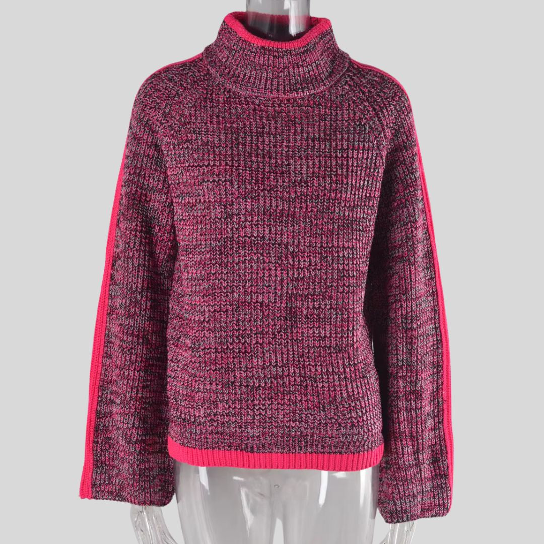 Pull patchwork chic Diana de Danoir Paris, veste en tissu à motifs colorés et coupe élégante, vue de face.