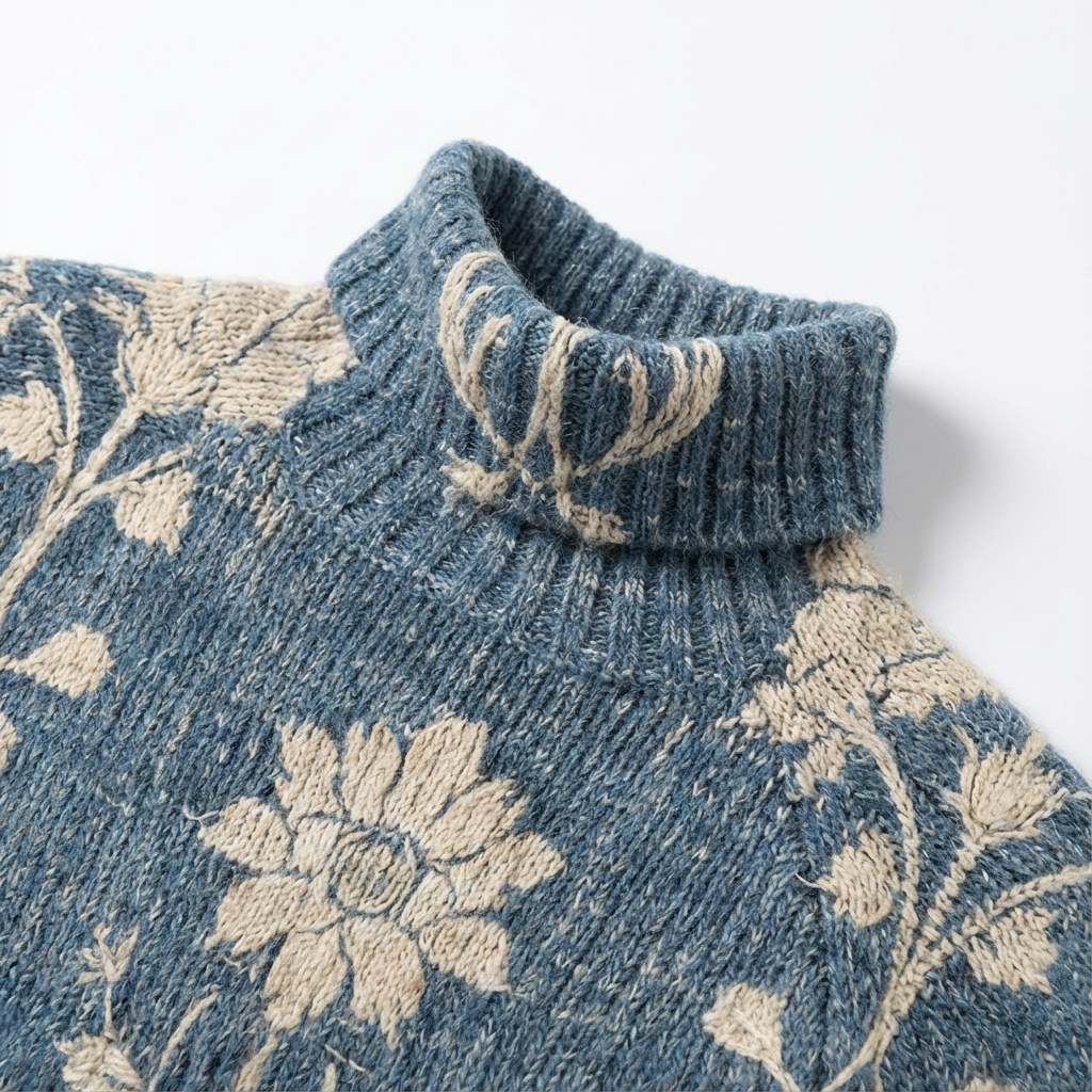 Pull Donna Danoir Paris doux et décontracté, en laine fine, porté sur un mannequin avec col rond et manches longues.