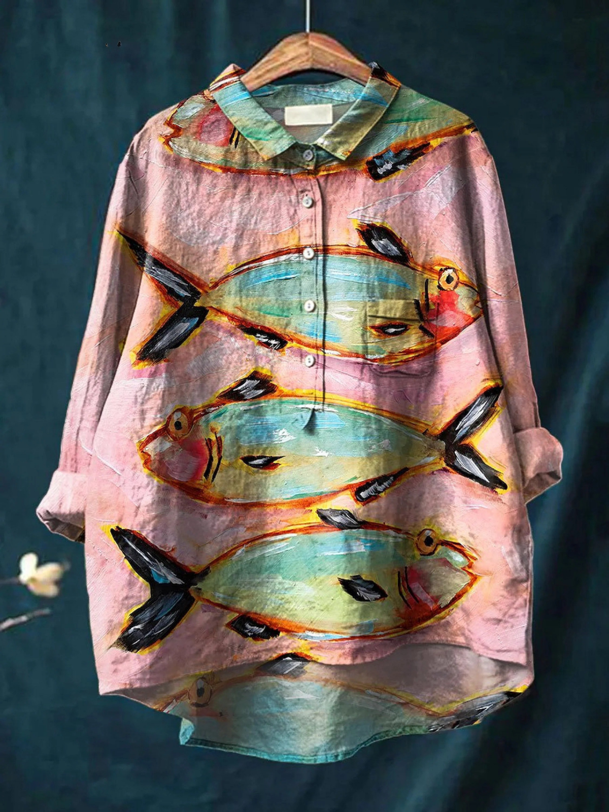Chemise décontractée élégante Eliza de Danoir Paris, motif multicolore, tissu léger et style chic pour femme.