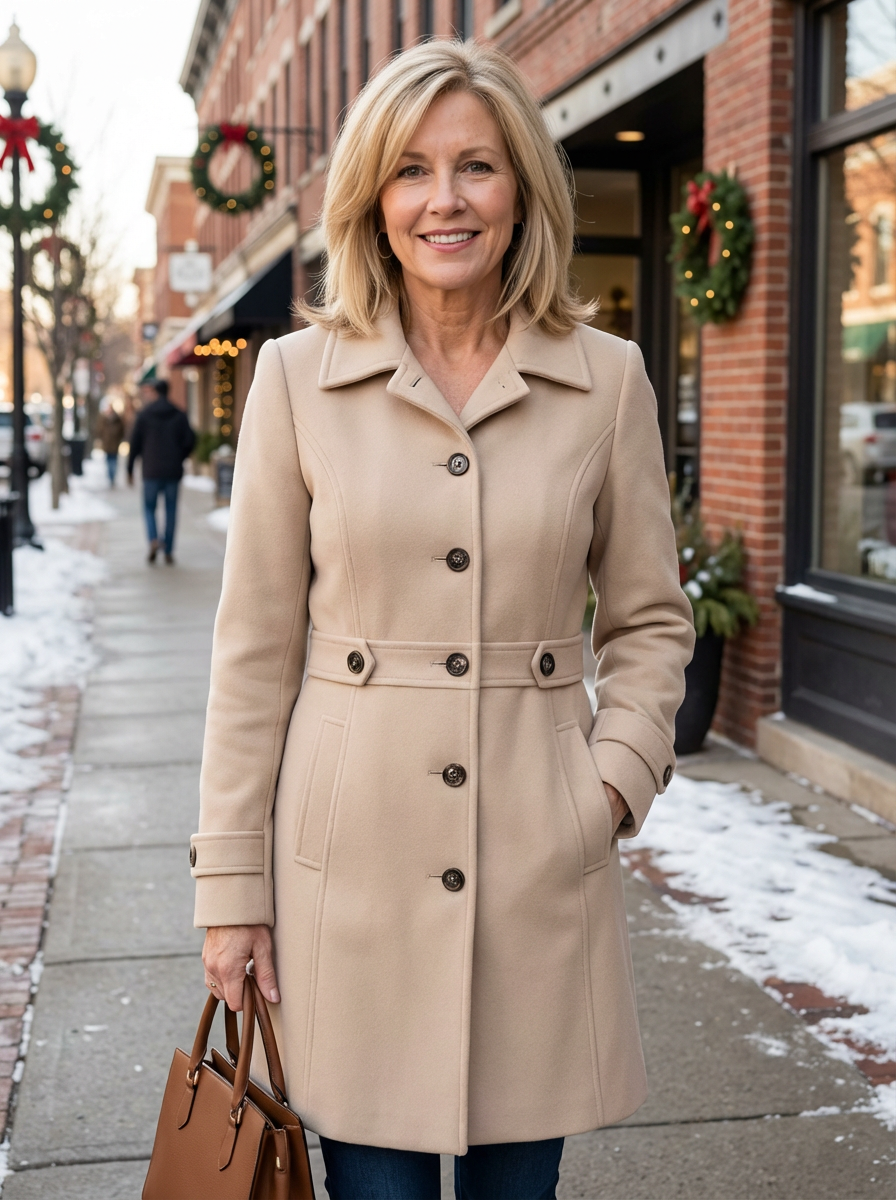 Manteau Élise beige de Danoir Paris, élégant et confortable, pour femme, avec coupe flatteuse et détails sophistiqués.