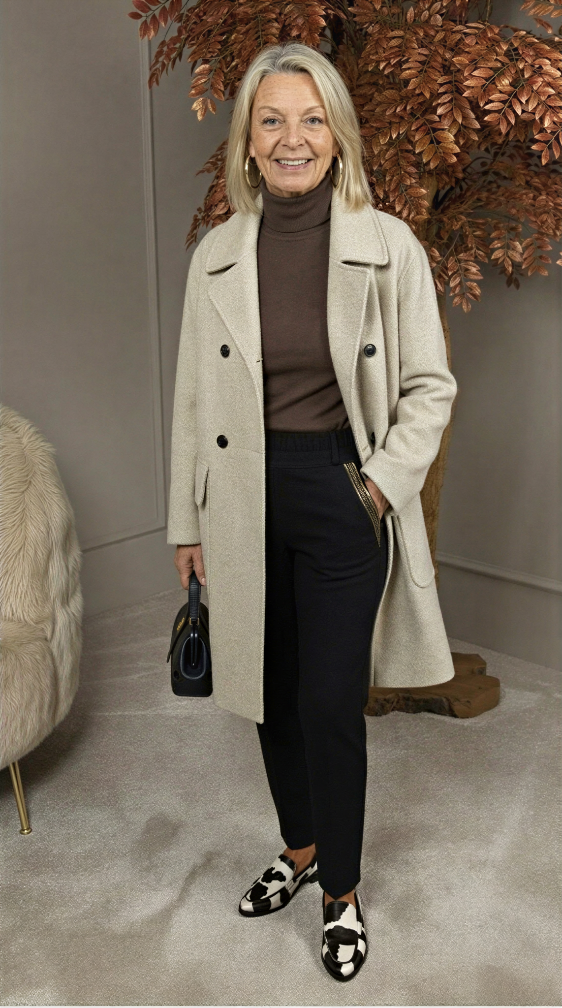 Manteau cachemire élégant Megan de Danoir Paris en beige, coupe sophistiquée et finition raffinée, idéal pour l'hiver.