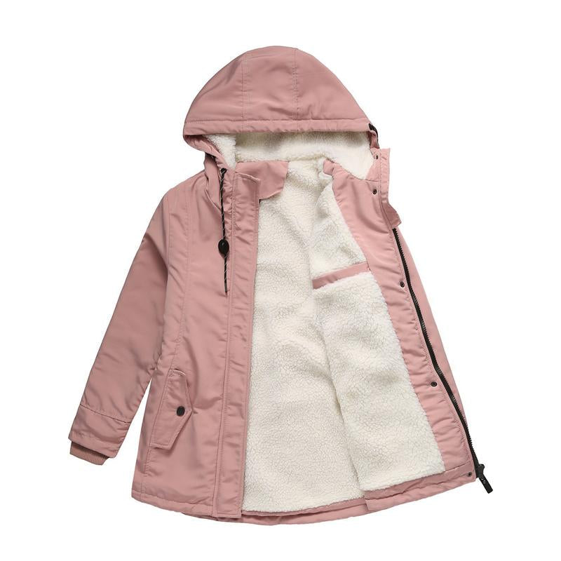 Manteau quotidien pratique Danoir Paris FR1522 Amina en rose, coupe confortable et style décontracté, visible en image.