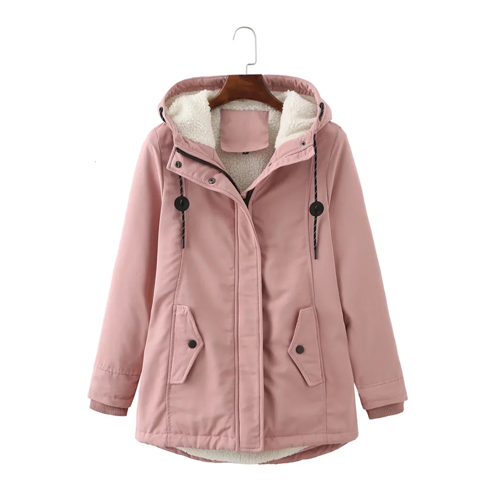 Manteau quotidien pratique Danoir Paris Amina de couleur rose, taille XS, image montrant le style décontracté et confort.