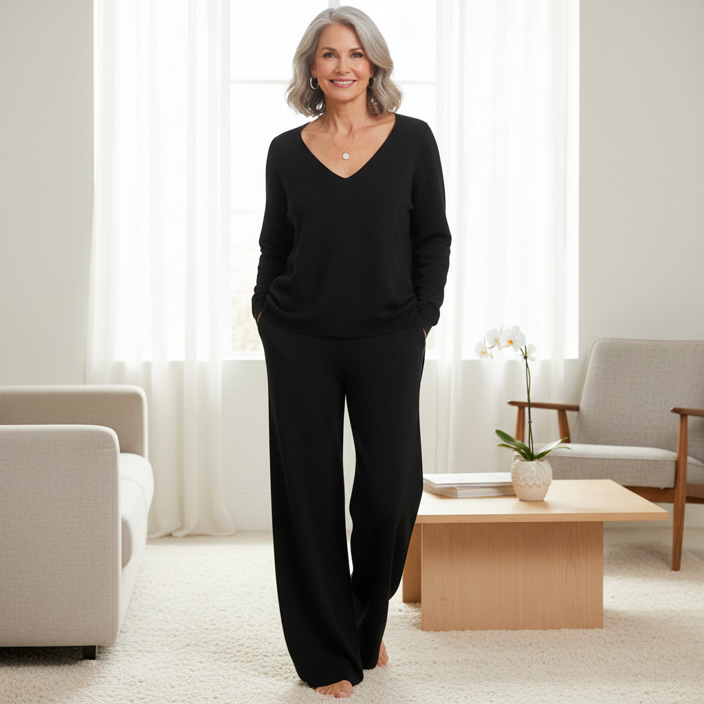 Ensemble décontracté confortable Anny de Danoir Paris, vêtement en tissu doux et décontracté, adapté pour un look relax.