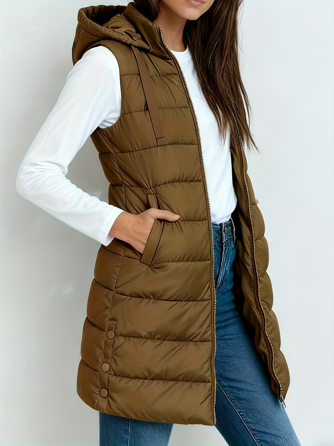 Veste à capuche chic Danoir Paris Emelia, style élégant, en tissu doux, portée décontractée avec capuche ajustable, couleur neutre.