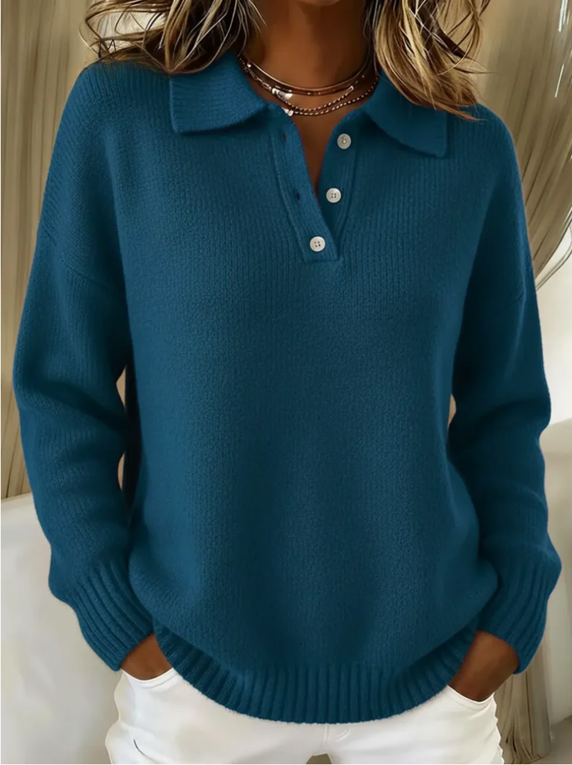 Pull décontracté Herra de Danoir Paris, tissu doux et confortable, en gris clair, porté sur un mannequin.