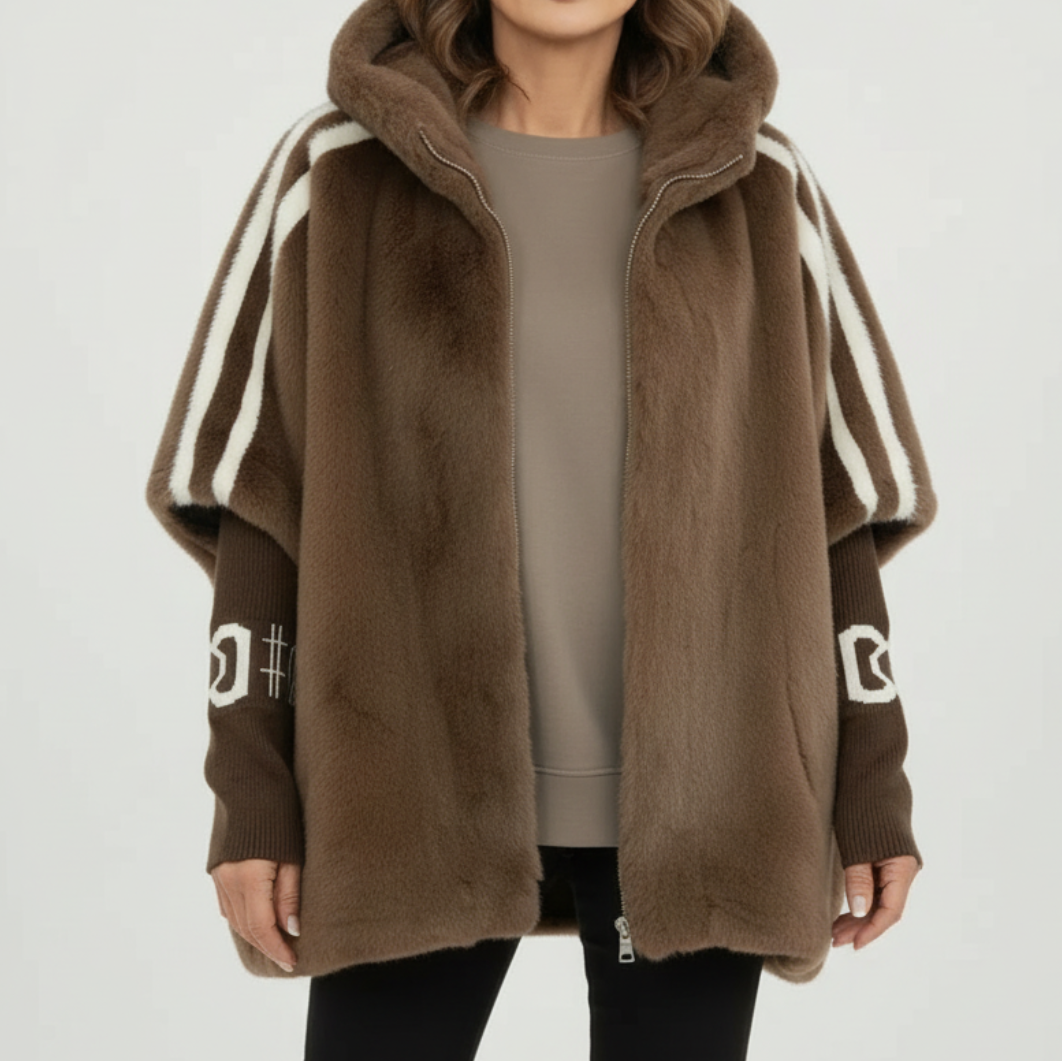 Veste hivernale chic Danoir Paris Brielle, marron, coupe élégante, en tissu chaud pour femmes.