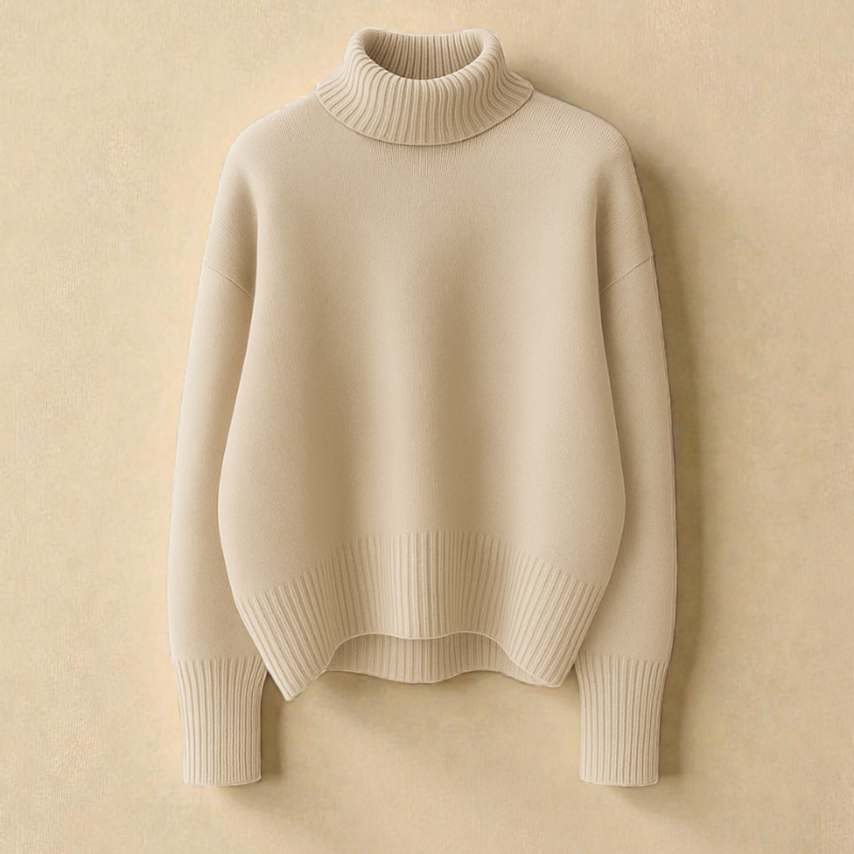 Pull chic et confortable Danoir Paris INES FR1596, en tissu doux, couleur neutre, porté sur un mannequin.