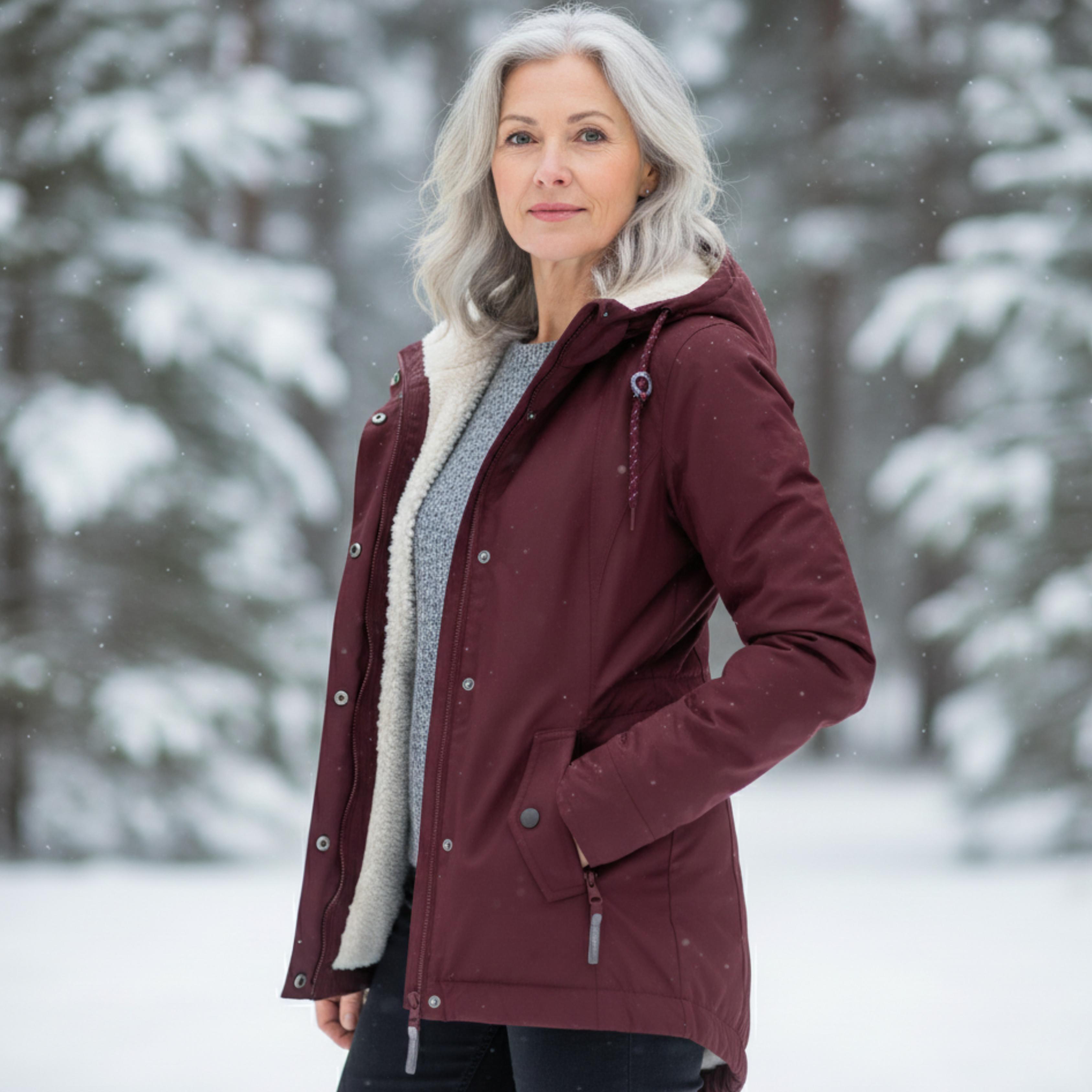 Veste hivernale élégante Danoir Paris Adeline avec coupe sophistiquée, couleur neutre, détails raffinés visible sur l'image.