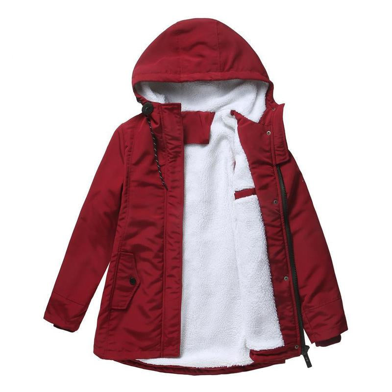 Manteau hivernal élégant Danoir Paris Amina en rose, veste chaude et sophistiquée pour femmes, vue de face.