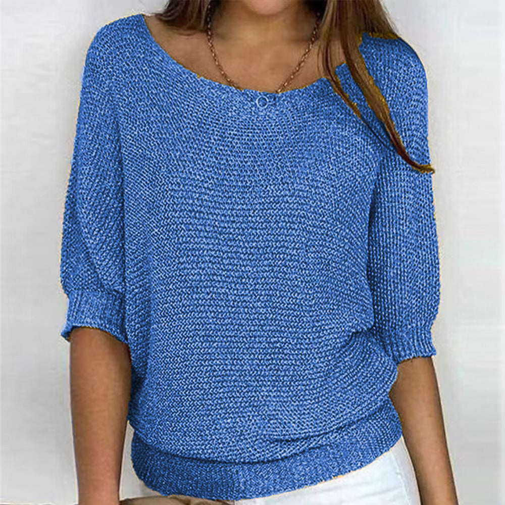 Pull élégant et confortable Linda de Danoir Paris, couleur beige, tissu doux, modèle FR782, vue de face sur mannequin.