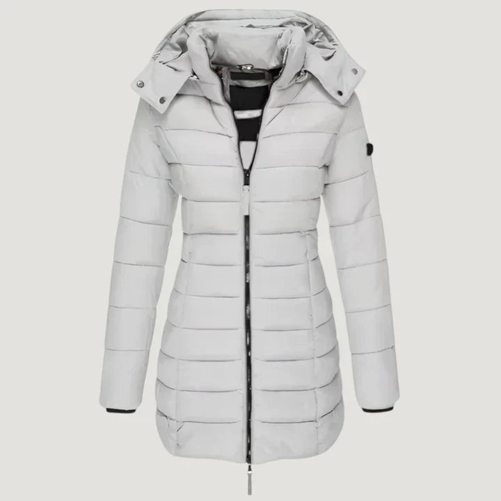 Veste d'hiver élégante Maria de Danoir Paris, en bleu, avec coupe sophistiquée et détails tendance, taille S.