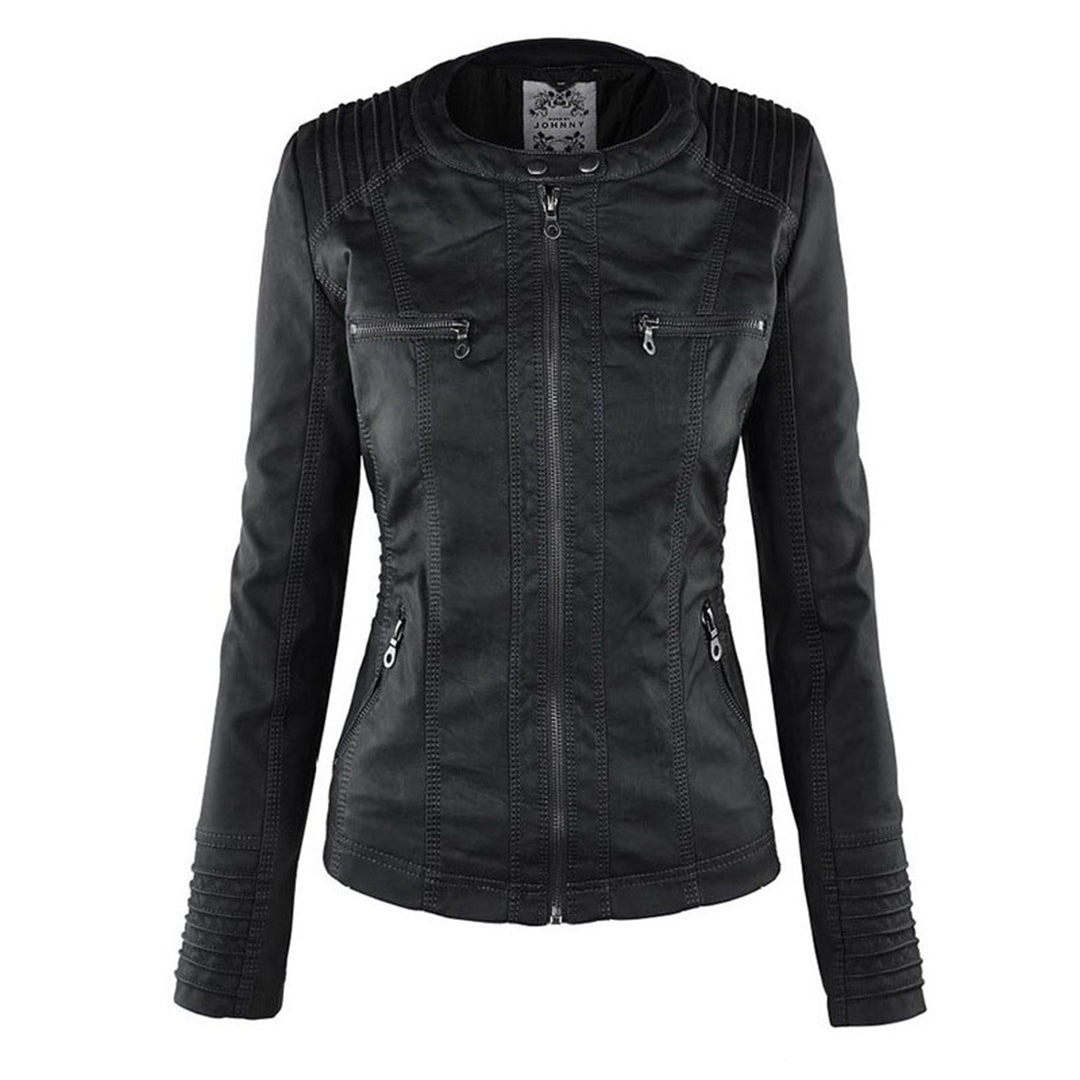 Veste motard élégante Kiana de Danoir Paris en marron, coupe ajustée et style sophistiqué, idéale pour un look tendance.