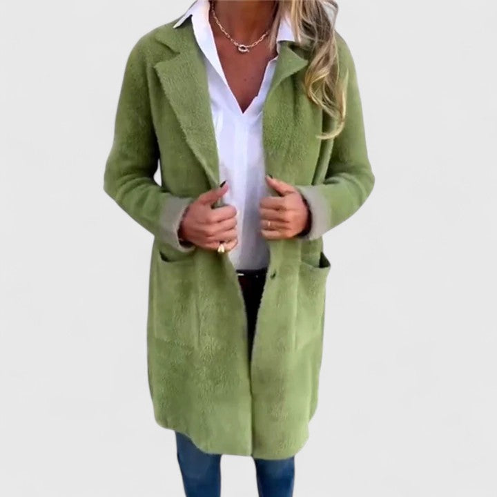 Manteau chic et chaud Sofie de Danoir Paris, vert, taille XL, avec coupe élégante et détails sophistiqués.