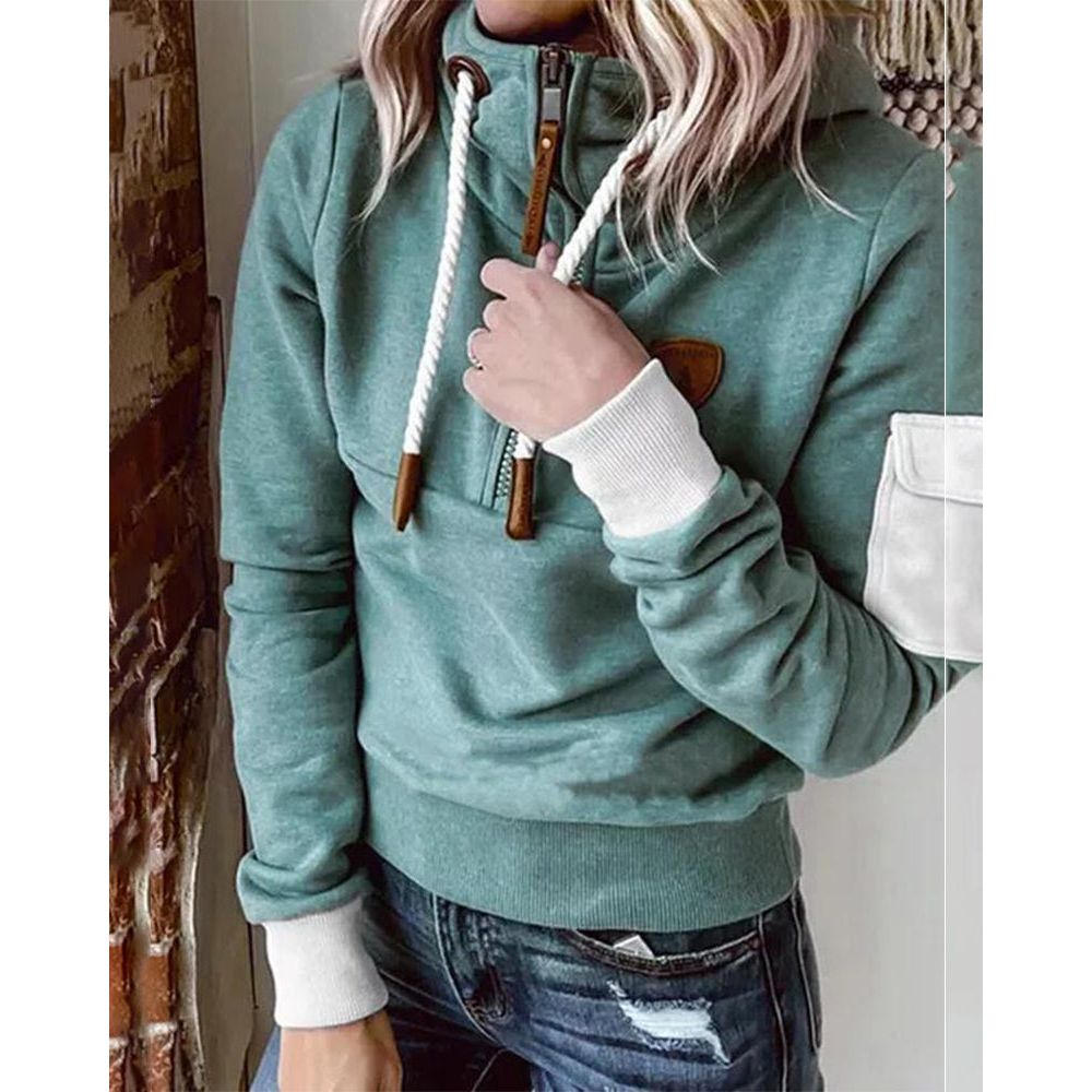 Hoodie décontractée Danoir Paris Chantal, pull doux et stylé en polyester, parfait pour le printemps, couleur effen.