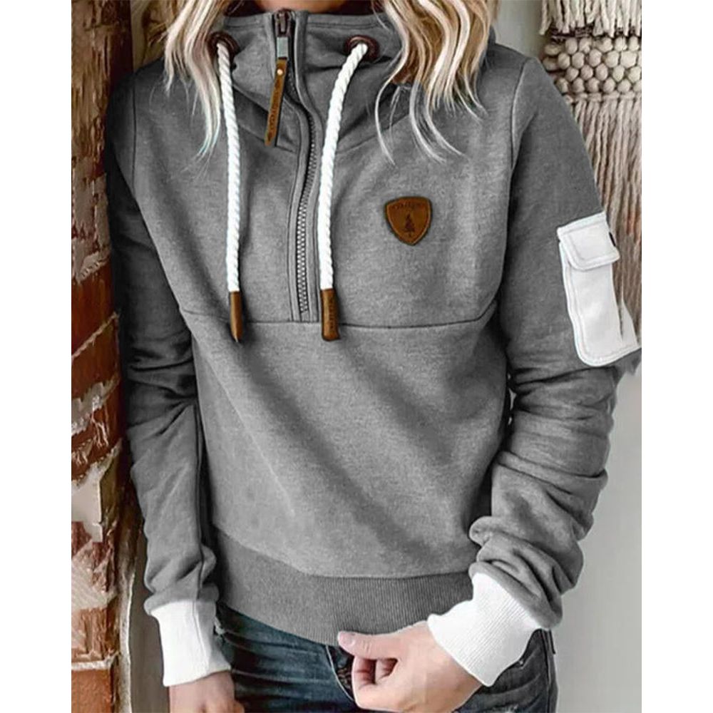 Sweat à capuche décontracté Danoir Paris Chantal en polyester doux, parfait pour le printemps, couleur effen, style moderne.