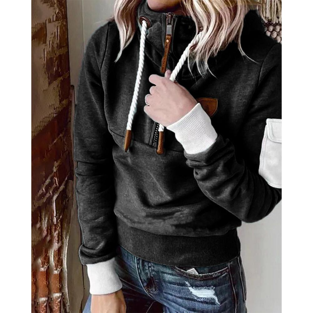 Pull Danoir Paris Chantal en polyester doux et stylé, hoodie décontracté avec couleur effen, idéal pour la printemps.