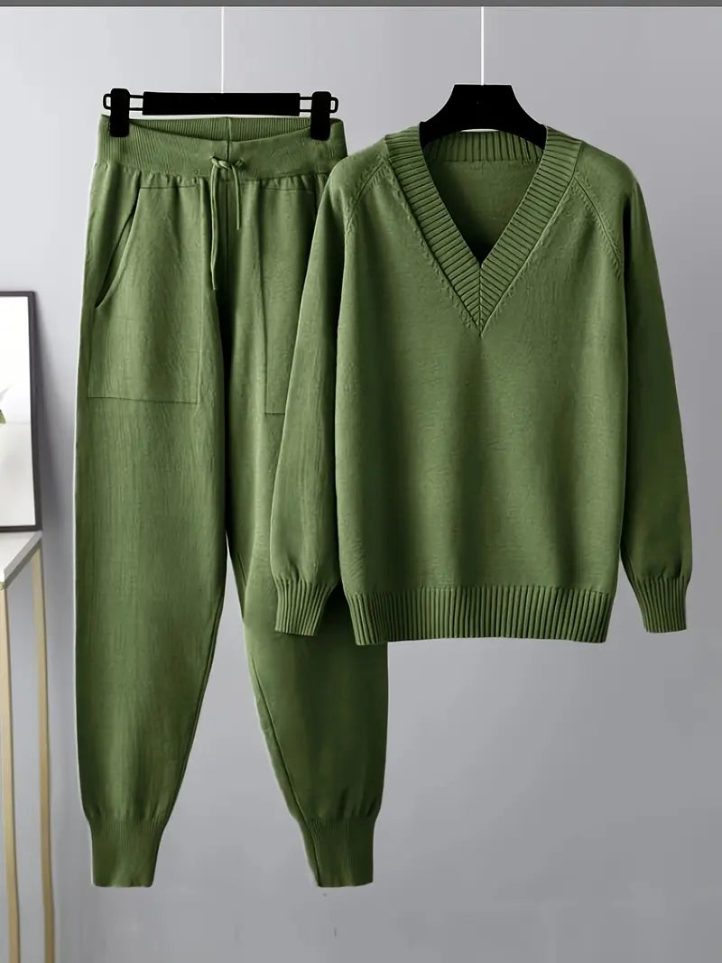Ensemble décontracté élégant Danoir Paris FR916 beige pour femme, veste et pantalon confortables, style chic et moderne