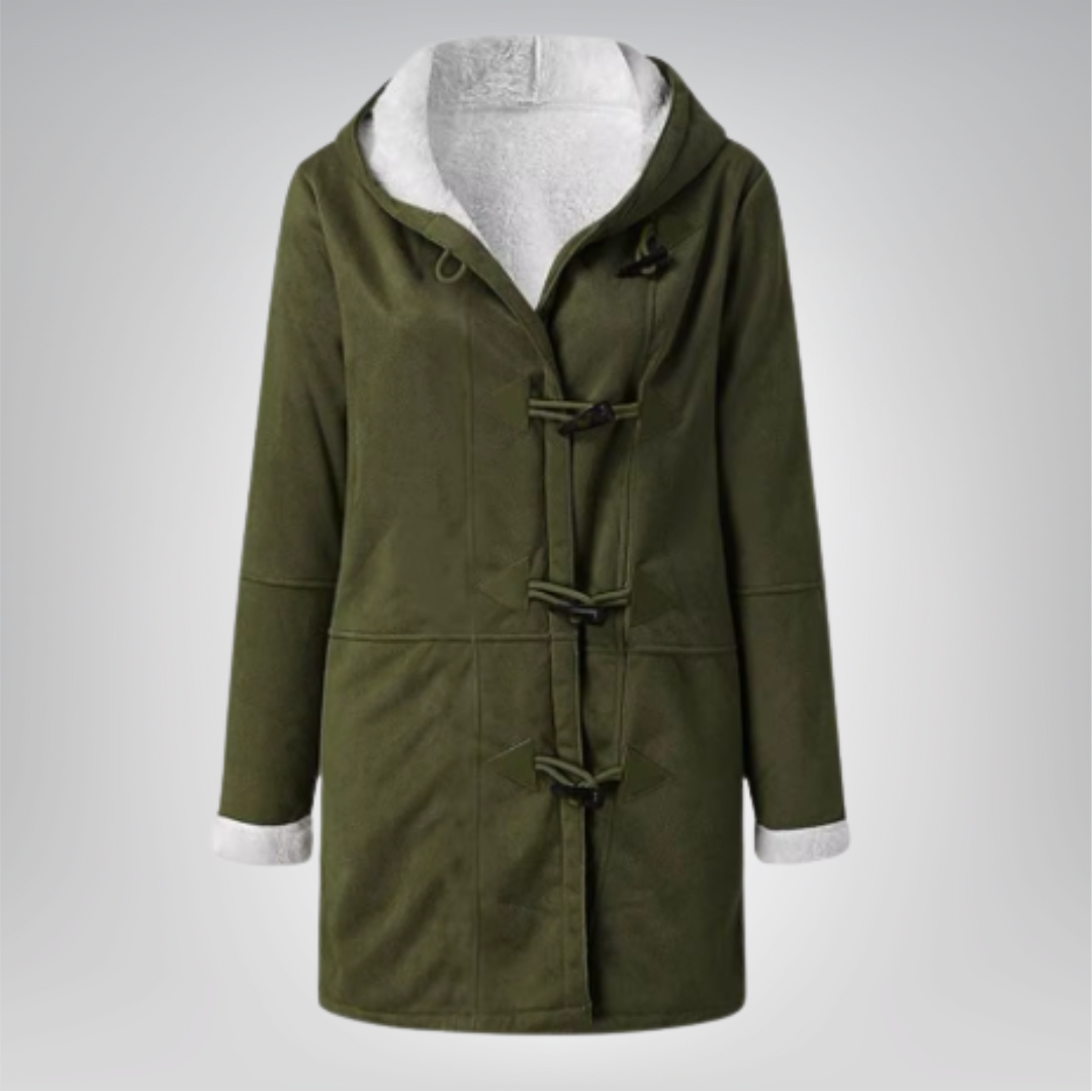 Veste élégante en fleece Maria de Danoir Paris, couleur vert mousse, coupe classique et confort pour femme.