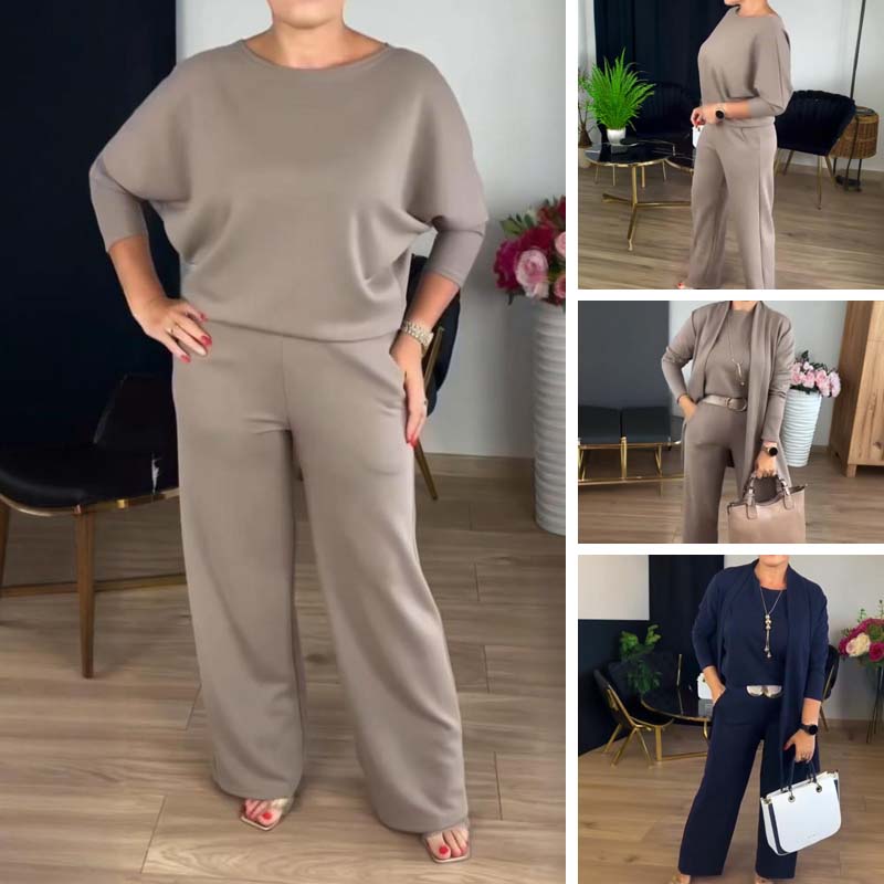 Ensemble élégant et confortable Brumello de Danoir Paris, vêtement tendance avec détails raffinés et tissu doux, porté sur mannequin.