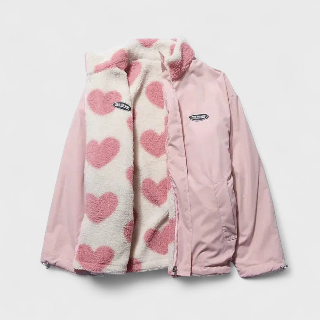 Veste réversible élégante Katharina de Danoir Paris en noir, vue de face, en tissu chic et sophistiqué.