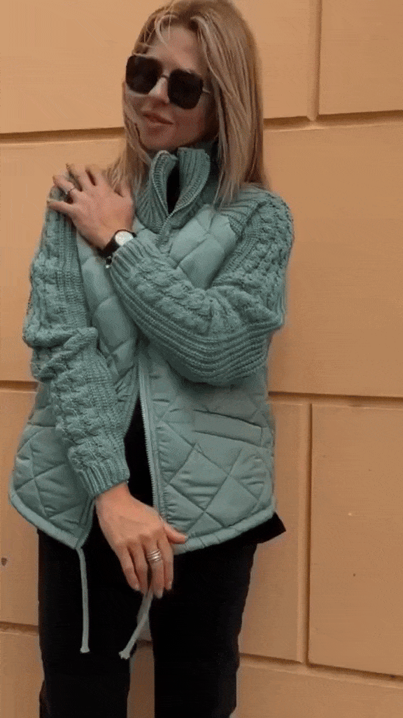 Veste matelassée gris foncé Nora de Danoir Paris, élégante et chic, vue de face sur fond neutre.