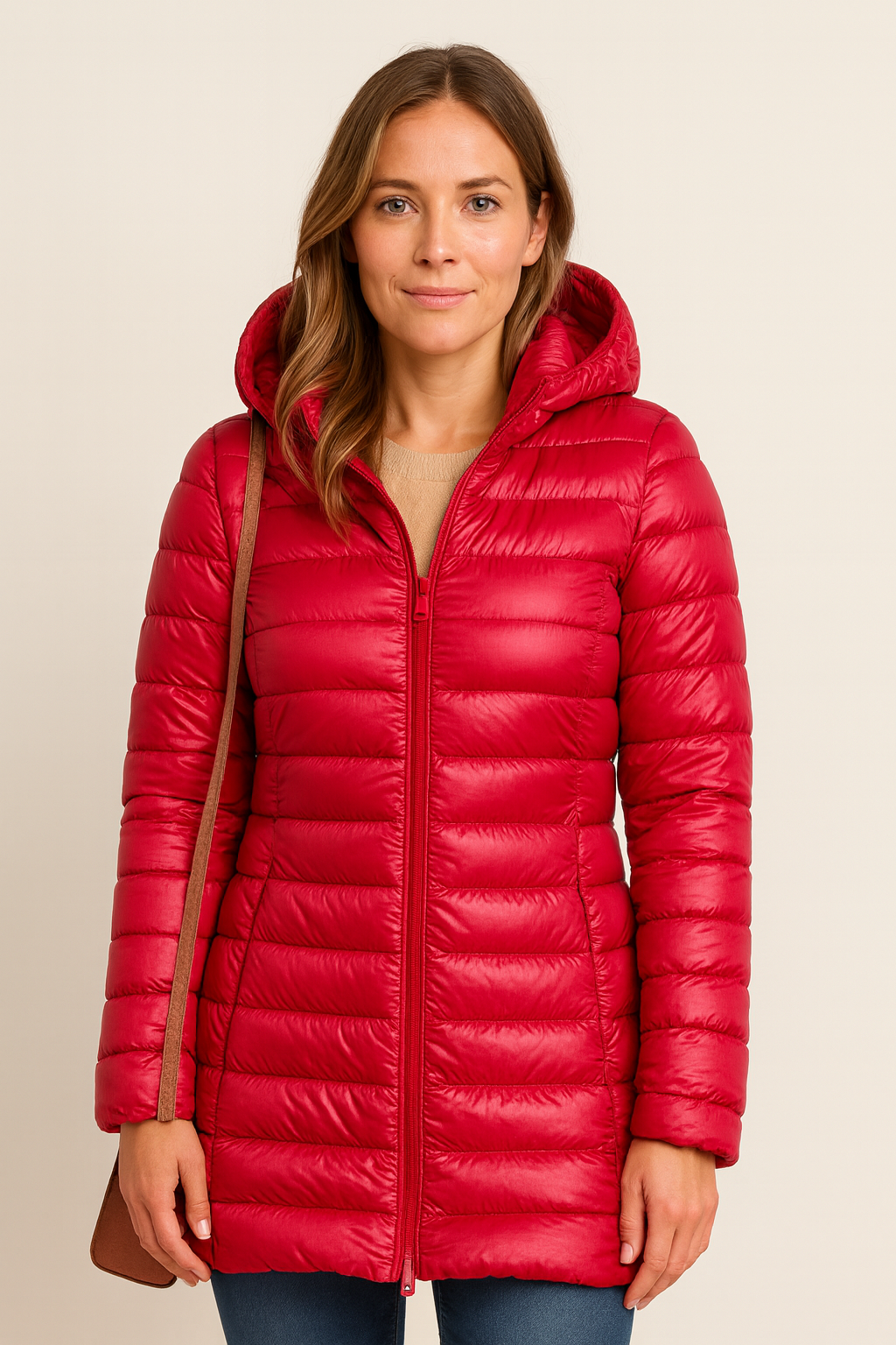 Veste ultra légère Aurora Danoir Paris en bleu, élégante et tendance, visible avec fermeture éclair et col côtelé.