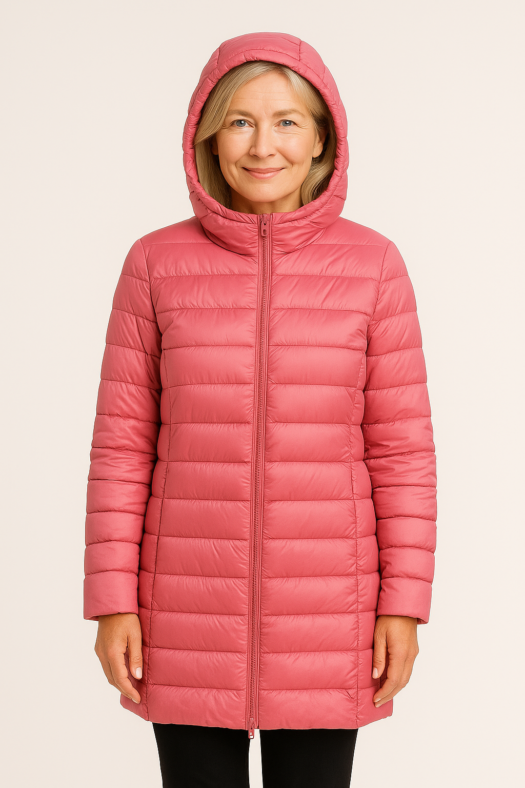 Veste ultra légère Aurora de Danoir Paris, élégante et bleu marine, vue de face avec détails de finition.