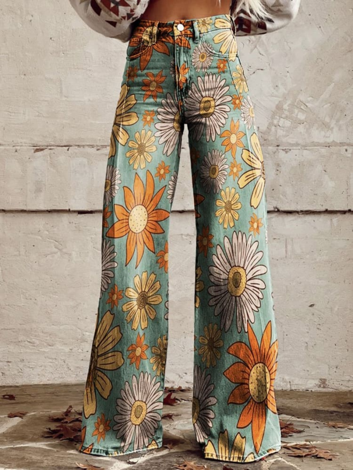 Pantaloni palazzo floreaux Cirilla de Danoir Paris en jaune, taille S 36-38, avec motif floral élégant.
