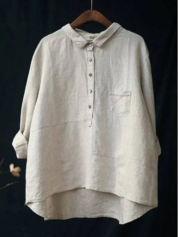 Blouse linéaire élégante Danoir Paris Elvie en tissu léger jaune pour l'été, avec col en V et manches courtes.