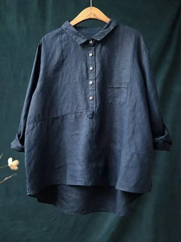Blouse lin en coton jaune Danoir Paris, élégante pour l'été, avec manches courtes et coupe fluide.