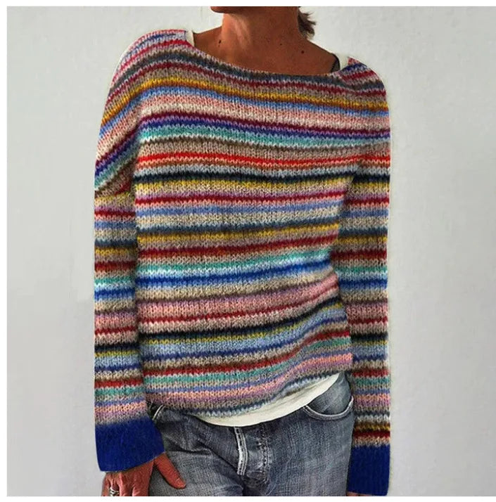 Pull vintage Danoir Paris Nina, confortable en maille douce, porté sur un mannequin, couleur neutre, style décontracté.