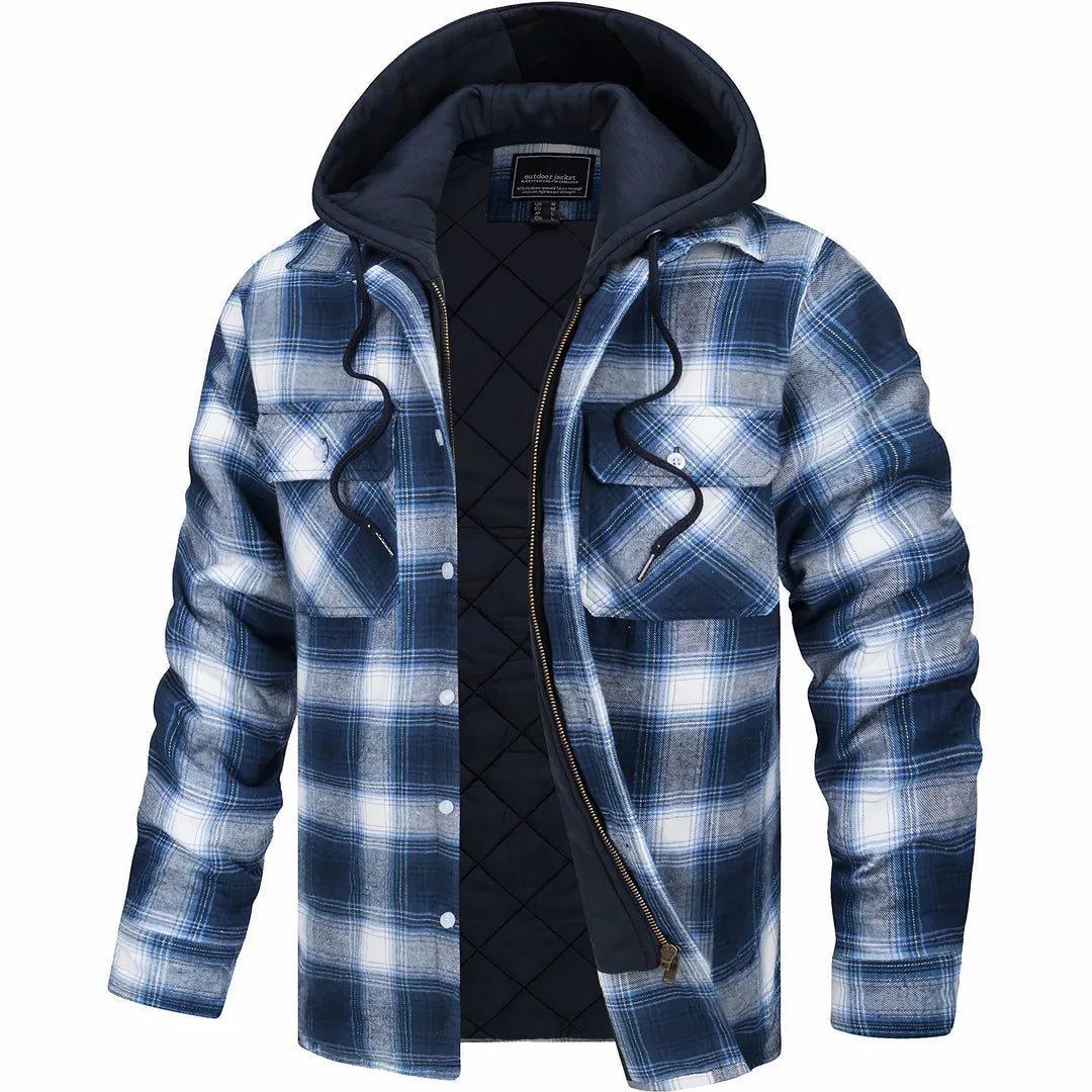 Manteau chaud pour homme Danoir Paris en mélange de laine bleu, style élégant, détail visible sur la variante d'image.