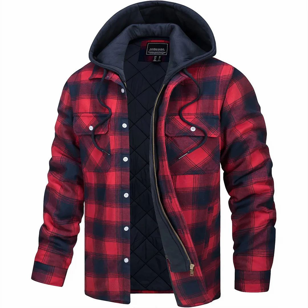 Manteau chaud pour homme Danoir Paris™ en mélange de laine rouge, style élégant et confortable, vue de face.