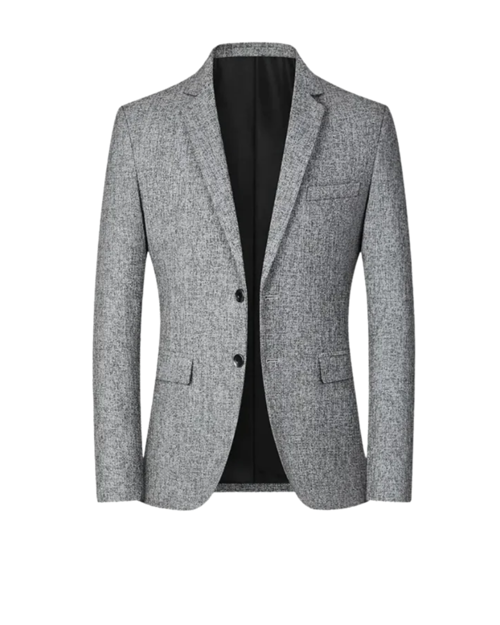 Blazer élégant pour hommes de la marque Danoir Paris, coupe moderne en tissu noir avec boutons et revers classiques.