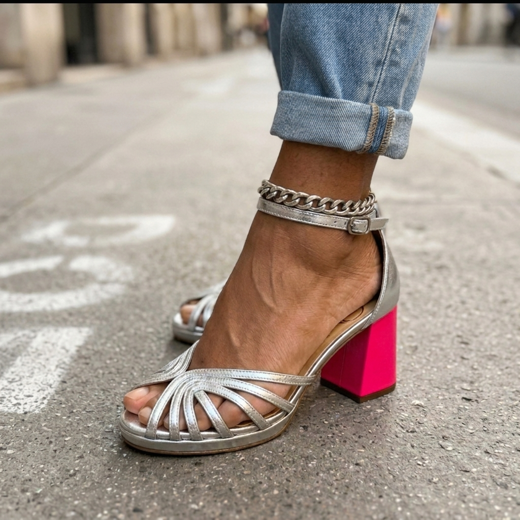 Escarpins sophistiqués Danoir Paris Frances™ en or et rose, talons élégants, pour femme, vue de profil.