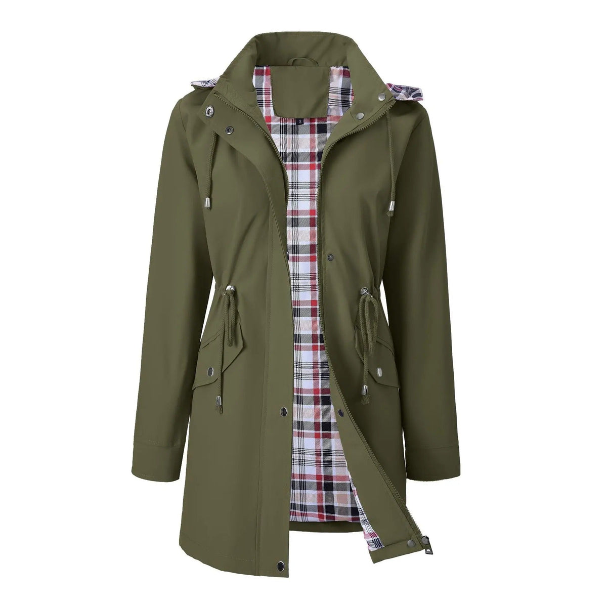 Veste de pluie 3-en-1 Carlotta de Danoir Paris, imperméable avec capuche amovible, veste noire pour femmes.