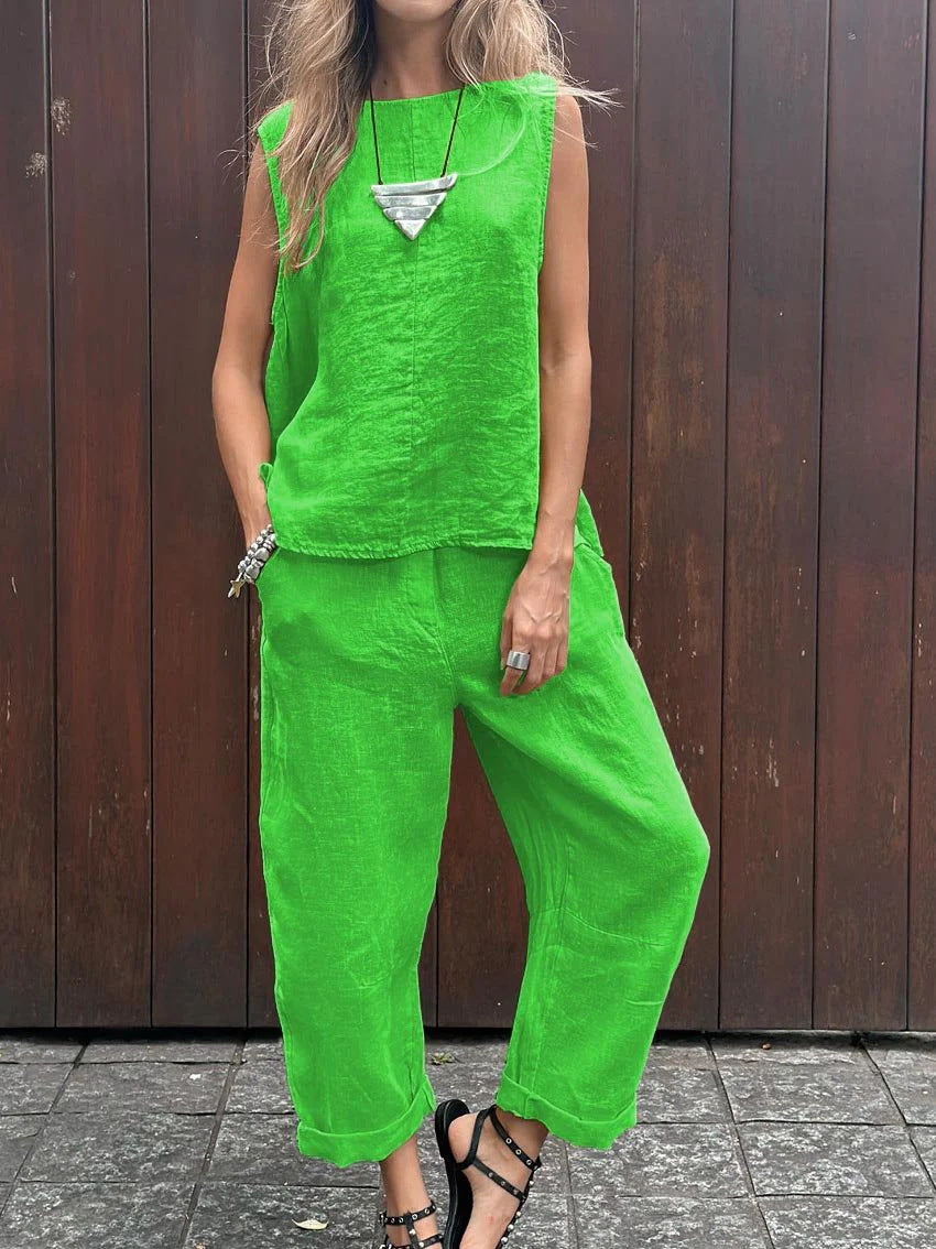 Ensemble décontracté printemps été Sheila de Danoir Paris, vêtements légers et confortables pour la saison.