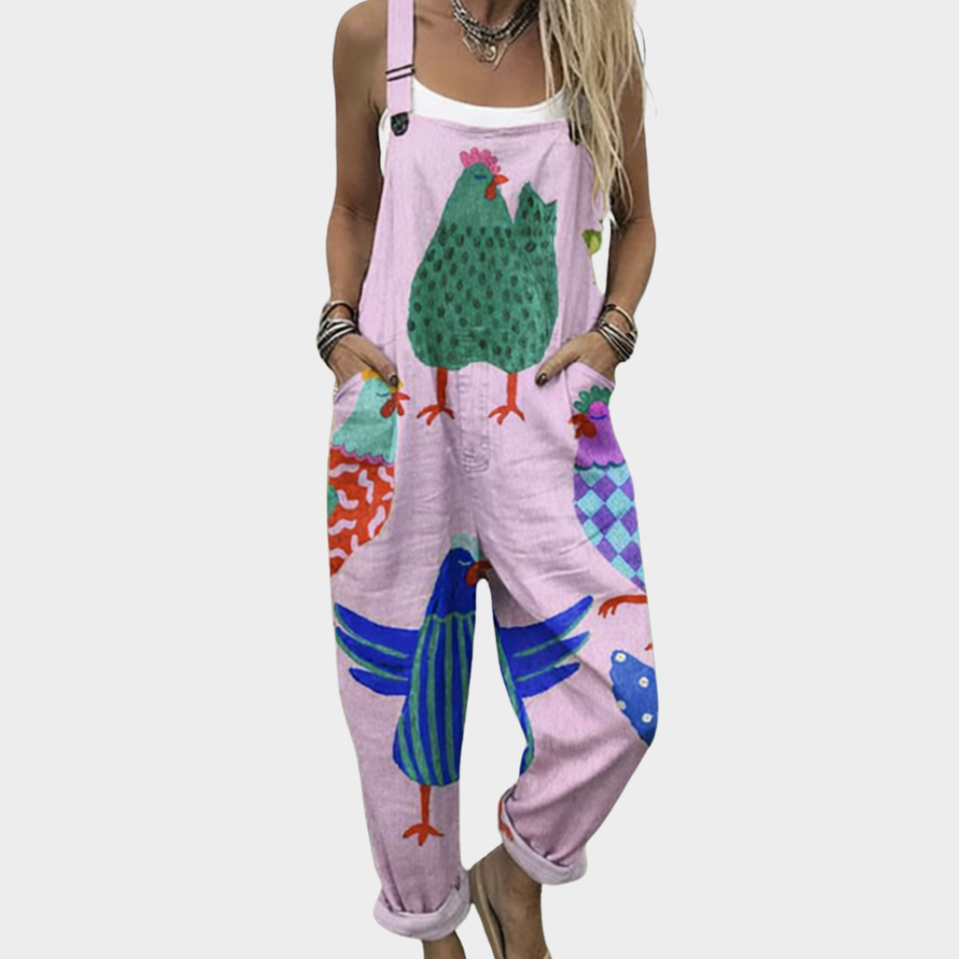 Salopette imprimée Danoir Paris, combinaison confortable pour femme, tissu léger et design tendance visible sur l'image.