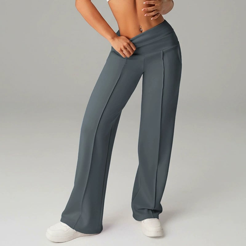 Pantalon femme à jambes larges et droites, taille haute, tissu extensible, Danoir Paris, couleur rose, taille S, mode élégante