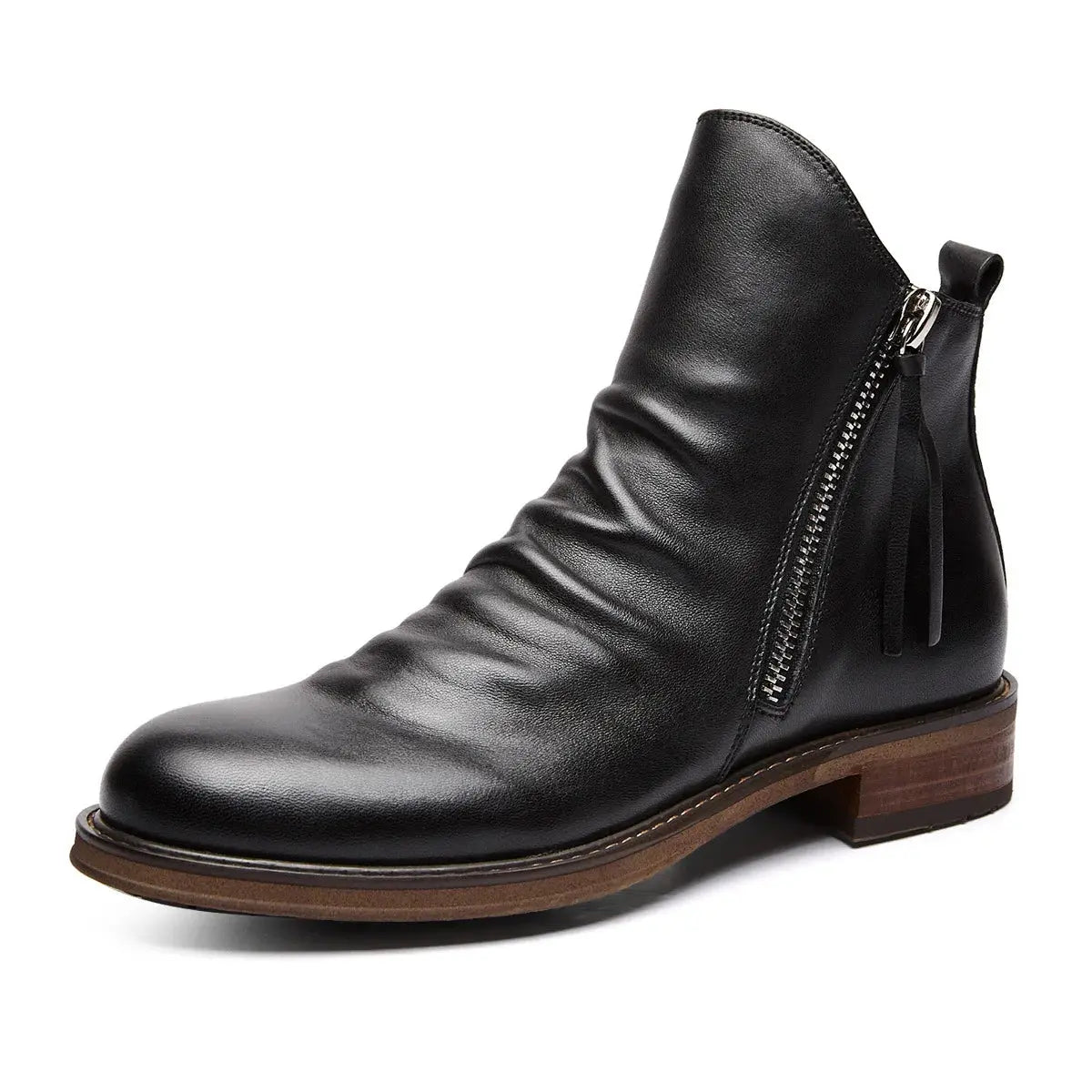 Bottines Chelsea en cuir Owens™ de Danoir Paris, style élégant avec détails en cuir noir et semelle robuste.
