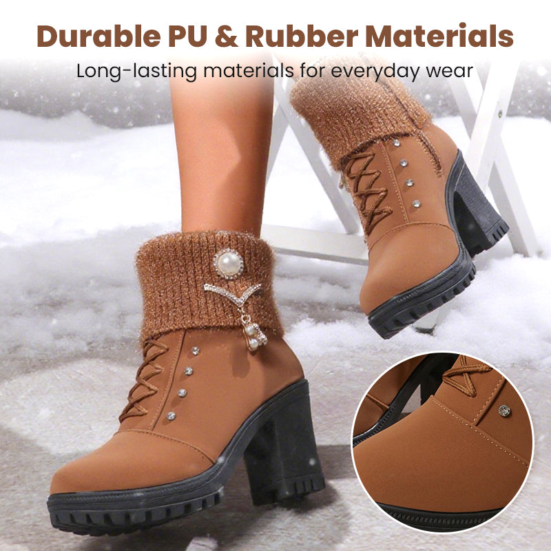 Bottines femme Danoir Paris à talon épais, doublure en fausse fourrure, semelle antidérapante, style élégant pour toutes occasions
