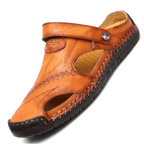 Sandales en cuir orthopédique Chris de Danoir Paris, profil avec semelle confortable et design élégant.
