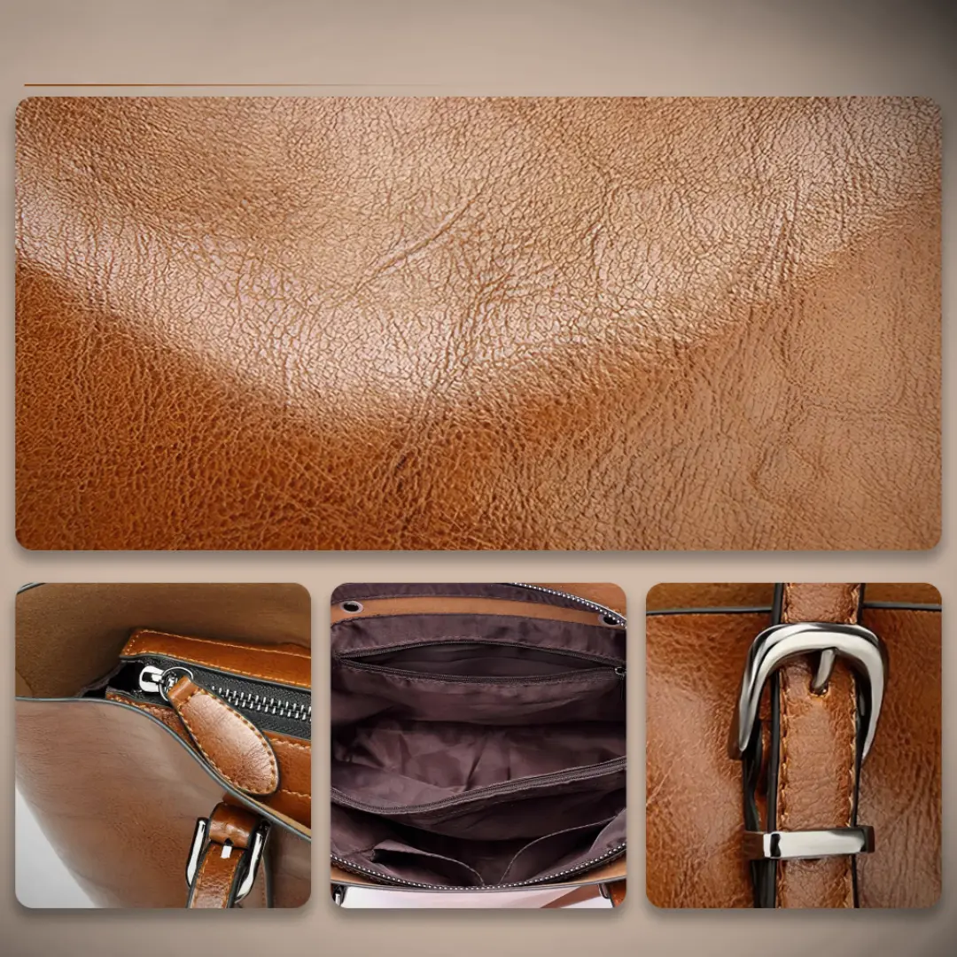 Sac à bandoulière vintage Danoir Paris Nicole en cuir marron, accessoire élégant et intemporel pour femme.